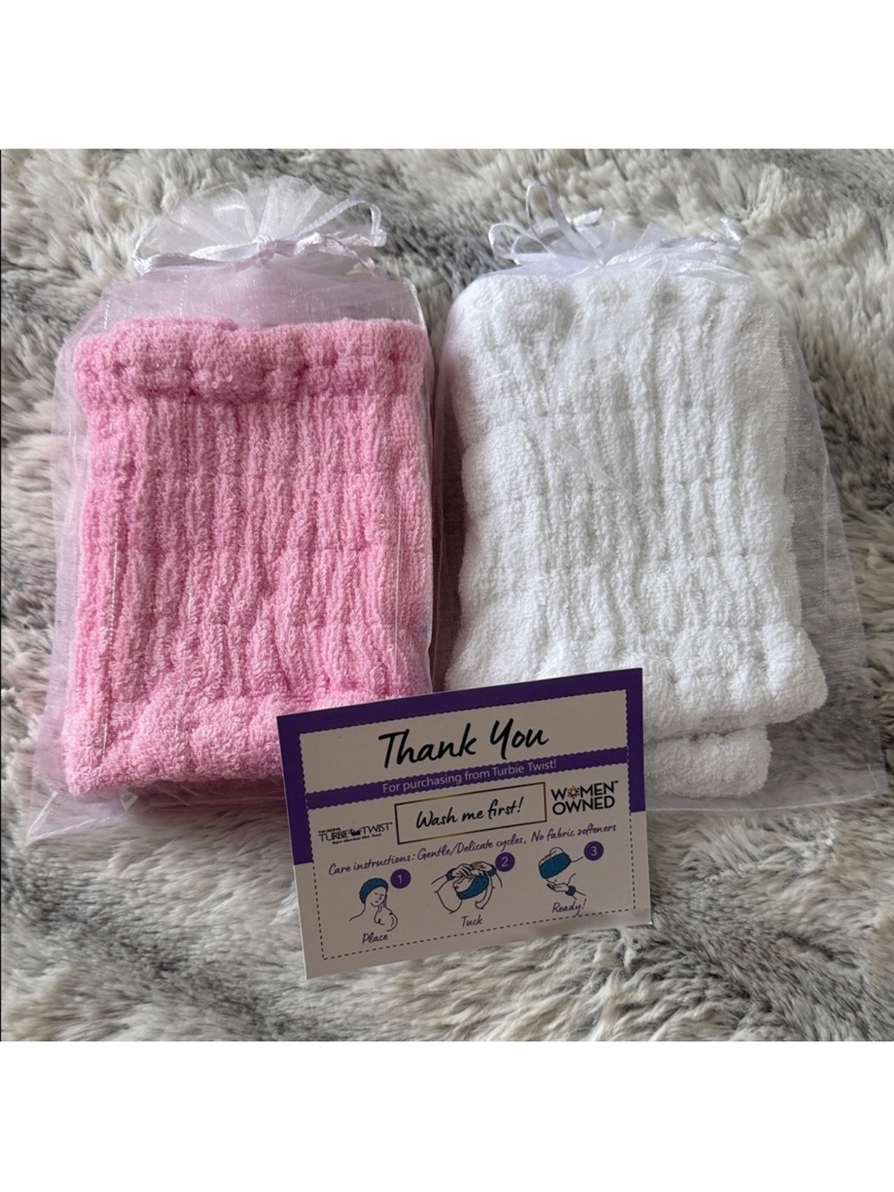 NEW Turbie Twist Spa Headbands Set of 2, Pink & White